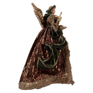 Clayre & Eef | Decoratie Beeld Engel Bruin Groen 18x14x28 cm | 65626