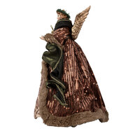 Clayre & Eef | Decoratie Beeld Engel Bruin Groen 18x14x28 cm | 65626