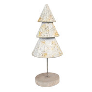 Clayre & Eef | Kerstdecoratie Kerstboom Wit Bruin ø 12x32 cm | 65868