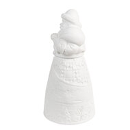 Clayre & Eef | Kerstdecoratie Kerstman met LED Wit ø 9x19 cm / 3xAAA | 6CE1748