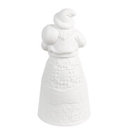Clayre & Eef | Kerstdecoratie Kerstman met LED Wit ø 9x19 cm / 3xAAA | 6CE1748
