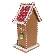 Clayre & Eef | Decoratie Huis Bruin Wit 18x14x31 cm | 6PR4251