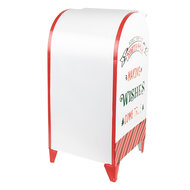 Clayre & Eef | Brievenbus Muur Wit Rood 20x20x41 cm | 6Y5676