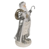 Clayre & Eef | Kerstdecoratie Kerstman Zilverkleurig 11x9x20 cm | 6PR4301