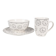 Clayre & Eef | Servies Dinerbord Wit Grijs ø 20x2 cm | LGCDP