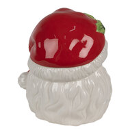 Clayre & Eef | Voorraadpot met deksel Kerstman Wit Rood 19x18x22 cm | 6CE1847