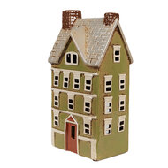 Clayre &amp; Eef   | Theelichthouder Kerst Huisje Groen Beige 14x10x26 cm | 6CE1870