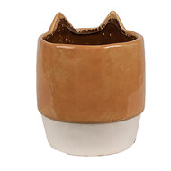 Clayre & Eef | Bloempot Binnen Oranje Beige ø 11x13 cm | 6CE1877