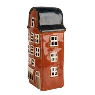 Clayre &amp; Eef   | Theelichthouder Kerst Huisje Rood Blauw 12x9x25 cm | 6CE1871