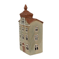 Clayre &amp; Eef   | Theelichthouder Kerst Huisje Groen Bruin 12x9x25 cm | 6CE1881
