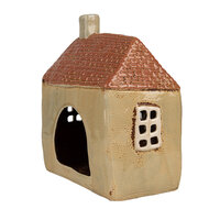 Clayre &amp; Eef   | Theelichthouder Kerst Huisje Groen Oranje 17x10x19 cm | 6CE1896