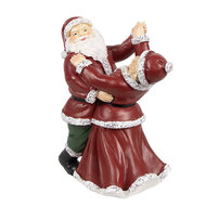 Clayre & Eef | Kerstdecoratie Beeld Dansende kerstman en kerstvrouw Rood, Wit 12x8x15 cm | 6PR3912GG