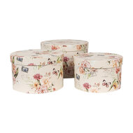Clayre & Eef | Hoedendoos Set van 3 Beige ø 24x16 / ø 22x15 / ø 21x13 cm | 66005