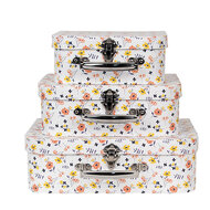 Clayre & Eef | Decoratie koffer Set van 3 Wit 30x22x9/25x20x9/20x17x8 cm | 66011