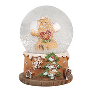 Clayre & Eef | Sneeuwbol Peperkoekpop Bruin Wit ø 5x6 cm | 65765