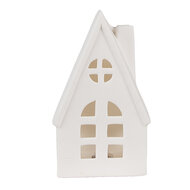Clayre &amp; Eef   | Decoratie Huisje met LED Wit 9x6x15 cm | 6CE1794
