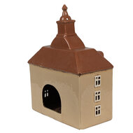 Clayre &amp; Eef   | Theelichthouder Kerst Huisje Beige Bruin 20x10x26 cm | 6CE1880
