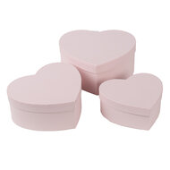 Clayre &amp; Eef   | Doos hartvorm (3) Roze 21x20x9/18x17x7/15x14x6 cm | 66025
