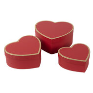 Clayre &amp; Eef   | Doos hartvorm (3) Rood 21x20x9/18x17x7/15x14x6 cm | 66026