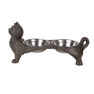 Clayre & Eef | Voerbak Kat Bruin 39x15x19 cm / 2x225 ml | 6Y5641