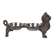 Clayre & Eef | Voerbak Kat Bruin 39x15x19 cm / 2x225 ml | 6Y5641