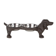 Clayre & Eef | Voerbak Hond Bruin 43x23x13 cm / 2x225 ml | 6Y5642