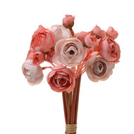 Clayre & Eef | Kunstbloem bos rozen Roze ø 10x27 cm | 6PL0327