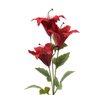 Clayre & Eef | Decoratie tak met bloemen Rood Groen 15x10x72 cm | 6PL0337R