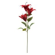 Clayre & Eef | Decoratie tak met bloemen Rood Groen 15x10x72 cm | 6PL0337R