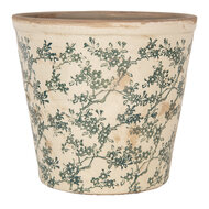 Clayre &amp; Eef   | Bloempot Binnen Beige Groen &oslash; 21x20 cm | 6CE1976L