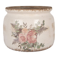 Clayre & Eef | Bloempot Binnen Beige Roze ø 20x15 cm | 6CE1978L