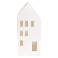 Clayre &amp; Eef   | Decoratie Huisje met LED Wit 7x6x15 cm | 6CE1793