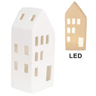 Clayre &amp; Eef   | Decoratie Huisje met LED Wit 7x6x15 cm | 6CE1793