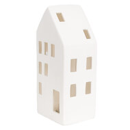 Clayre &amp; Eef   | Decoratie Huisje met LED Wit 7x6x15 cm | 6CE1793