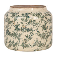 Clayre & Eef | Bloempot Binnen Beige Groen ø 18x16 cm | 6CE1975L