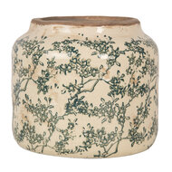 Clayre & Eef | Bloempot Binnen Beige Groen ø 18x16 cm | 6CE1975L