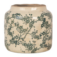 Clayre &amp; Eef   | Bloempot Binnen Beige Groen &oslash; 15x14 cm | 6CE1975S