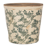 Clayre & Eef | Bloempot Binnen Beige Groen ø 17x16 cm | 6CE1976M
