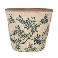 Clayre & Eef | Bloempot Binnen Beige Groen ø 12x11 cm | 6CE1976S