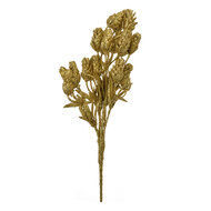 Clayre & Eef | Kerstdecoratie Tak met bloemen Goudkleurig 10x8x35 cm | 65803