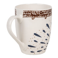 Clayre & Eef | Servies Mok Wit Bruin 12x8x10 cm / 300 ml | 6CEMU0167