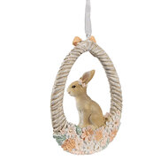 Clayre & Eef | Decoratie Hanger Konijn Beige Oranje 7x2x10 cm | 6PR4403