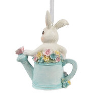 Clayre & Eef | Decoratie Hanger Konijn Wit Blauw 8x4x10 cm | 6PR4408
