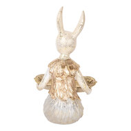 Clayre & Eef | Decoratie konijn met schaal Beige Goudkleurig 14x14x26 cm | 6PR5500