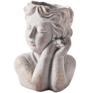 Dekoratief | Bloempot vrouw, grijs, cement, 16x13x22cm | A250009