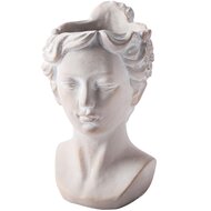 Dekoratief | Bloempot vrouwenhoofd, grijs, cement, 15x12x21cm | A250012