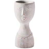 Dekoratief | Bloempot vrouwenhoofd, grijs, cement, 14x14x30cm | A250014