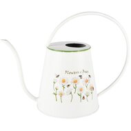 Dekoratief | Gieter 'Flowers &amp; Bees', wit, metaal, 16x16x24cm | A250038