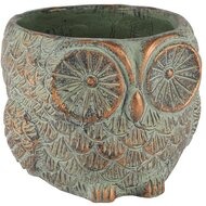 Dekoratief | Bloempot uil, goen/goud, cement, 21x21x16cm | A250458