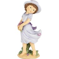 Dekoratief | Meisje staand m/hoedje, paars, resina, 8x6x17cm | A250513